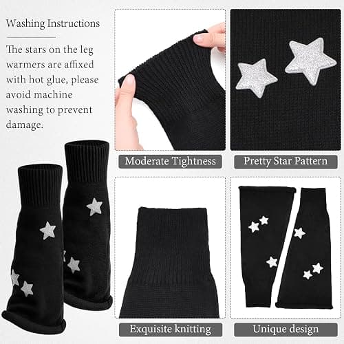 Jspupifip Y2K Leg Warmers for Women, Star Streetwear Leg Cover Retro Stretchy Arm Warmers for Rave Festival thumbnail 3