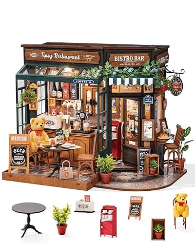 ROBOTIME DIY Tiny House Kit, Miniature House Kit for Adults to Build, Mini House Kit with Furniture, Halloween/Christmas/Birthday Gifts for Men/Women（Tipsy Restaurant） - Image 1