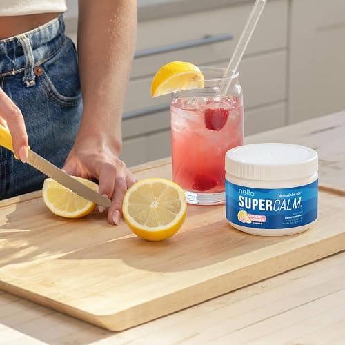 Nello Supercalm Powdered Drink Mix Tub, Cortisol Reducer*, Sleep Aid Supplement, L Theanine, Ksm-66 Ashwagandha, Magnesium Glycinate, Vitamin D 3, No Sugar, Non GMO, 30 Ct, Raspberry Lemonade thumbnail 5