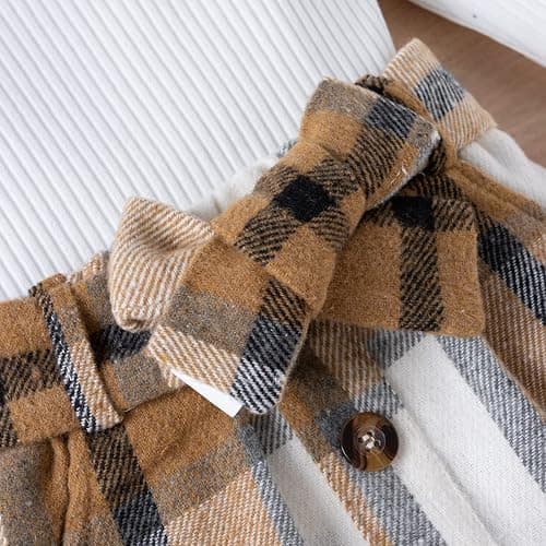Nokpsedcb Baby Girls Fall Outfits Long Sleeve Romper Plaid Suspender Skirt Headband Newborn Spring Clothes thumbnail 6