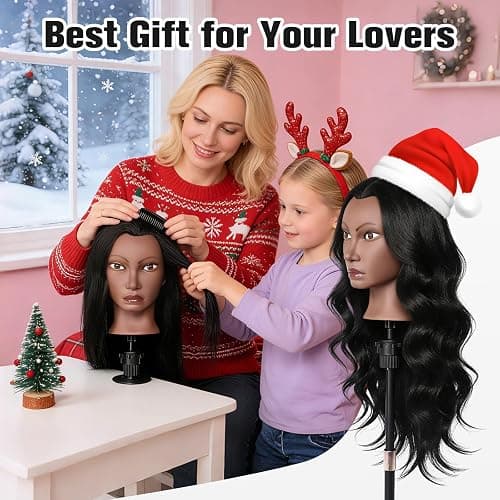 Mannequin Head Human Hair, 26" Cosmetology Mannequin Head with 80% Human Hair, Doll Head for Hair Styling with Clamp Holder and Tools (Black) thumbnail 8