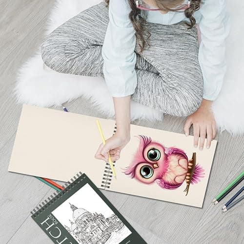 OSIMIG 10 Pack 5.5" x 8.5" Sketch Books, 300 Sheet Drawing Paper, Mini Sketchbook for Kids, Drawing Pad, Top Spiral Bound Sketch Pad for Beginger, Adult Art Supplies thumbnail 7