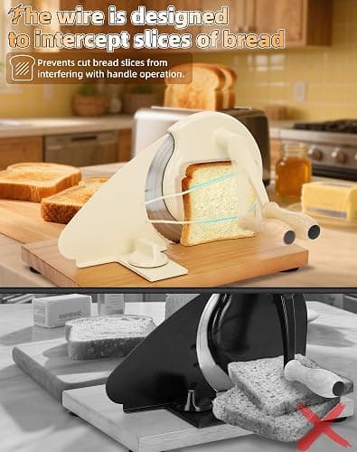 Redants Manual Bread Slicer for Homemade Sourdough Bread | Versatile Hand Crank Bread Slicer, Adjustable Thickness for Smooth Cutting, Food Grade Stainless Steel (Cream) thumbnail 4