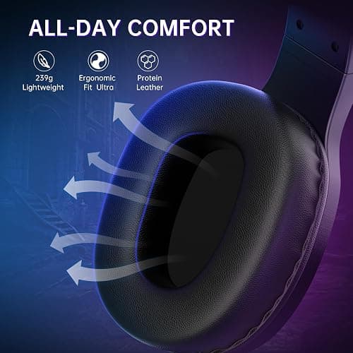 AOC Wireless Gaming Headset Compatible with PS5/4, Nintendo Switch, PC, Bluetooth 5.4 & 2.4GHz Gaming Headphones with Noise Canceling Mic, RGB, Type-C, 20ms Latency, 45H, 7.1 Virtual Surround- Black thumbnail 5