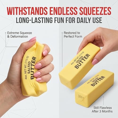 Slow Rising Squishy Toy Non Toxic PU Durable Portable Fidget Stress Relief Dumping Squishy Cheese Squishy Ideal for All Ages Relaxation and Mood Enhancement Travel Friendly Easy to Carry (Butter) thumbnail 4