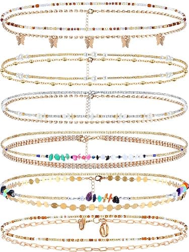 12 Pcs Waist Beads Body Jewelry Beach Bikini Belly Beads Waist Chains for Women Adjustable Belly Necklace Stomach Jewelry Chain Women's Body Chains (Simple Style) - Image 1
