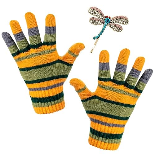 Eybila Halloween Costume Stuff Merch Striped Gloves Dragonfly Hair Clips Cosplay Merchandise Accessories Women Knit Gloves - Image 1
