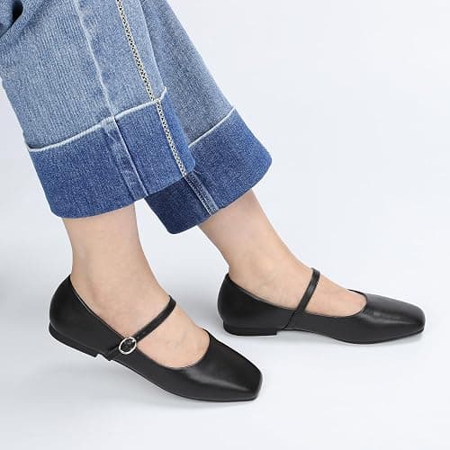 ATHMILE Mary Jane Shoes Women Ballet Flats Shoes for Women Slip on Comfortable Dressy Adjustable Strap for Work Office Business Casual thumbnail 2