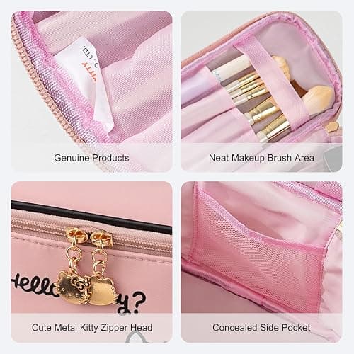 AmBealla Makeup Bag Large Waterproof Cosmetic Bags with Makeup Brush Holder,Cute Printed Makeup Organizer for Women Traveling,Portable Toiletry Bag for Girls thumbnail 7