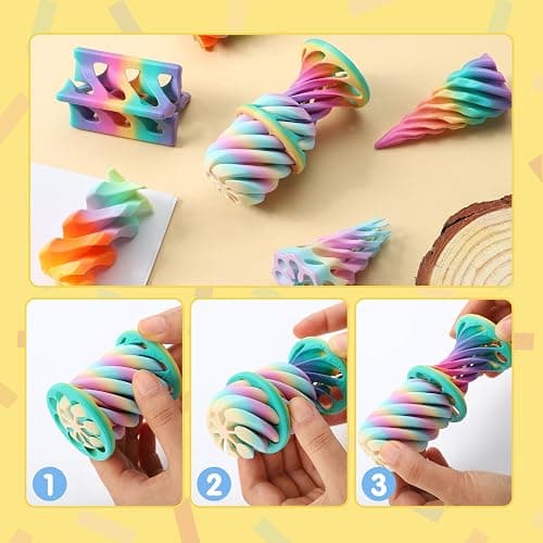 JOYIN 4 Pack Impossible Cone Fidget Toys, Pastel Color 3D Printed Spiral Cone Flexible Impossible Pyramid Passthrough Fidget Toys for Stress Relief, Kids Adults Christmas Stocking Stuffers thumbnail 5