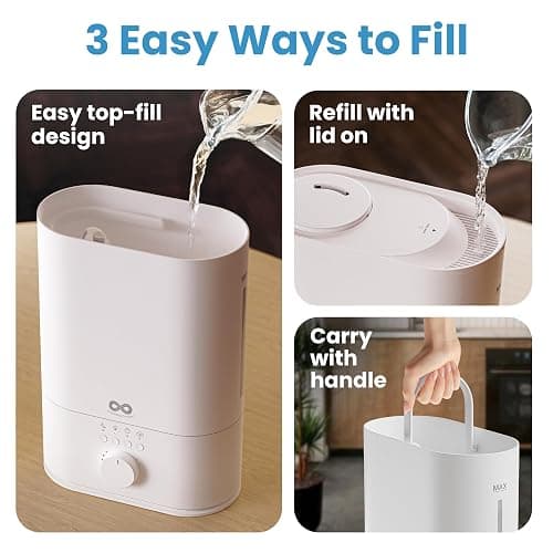 Everlasting Comfort 6L Humidifier Large Room, High Mist Output 60 HR Runtime Ultrasonic Top Fill Humidifiers for Bedroom, Easy to Use & Clean for Home, Baby Humidifier, Plants, Congestion, Indoor thumbnail 5