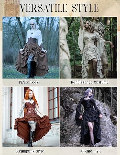 SCARLET DARKNESS Women's 2026 Summer Skirt Gothic Steampunk Skirt Renaissance High-Low Bustle Skirt thumbnail 7