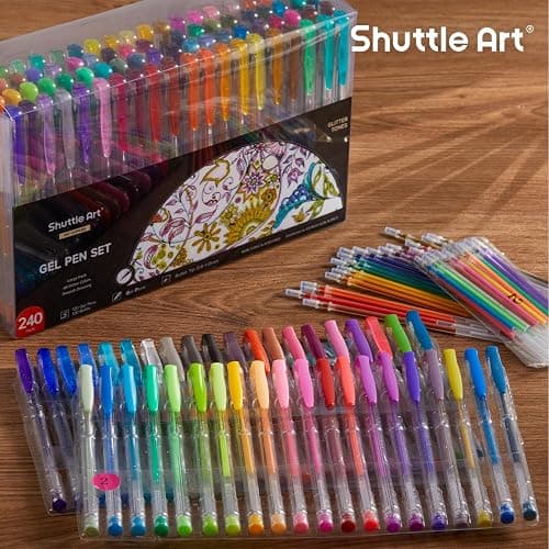 Shuttle Art 240 Pack Glitter Gel Pens, 120 Colors Glitter Gel Pen Set with 120 Refills for Adult Coloring Books Craft Doodling thumbnail 7