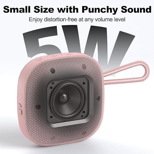 Bobtot Portable Wireless Bluetooth Speaker, IPX7 Waterproof Speakers with 16H Playing Time, Loud Stereo Sound, Built-in Mic, TWS, Small Size with Carry Lanyard, Pink thumbnail 2
