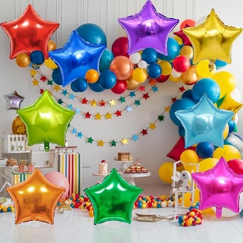 Colorful Star Balloons,10Pcs Mixed Colors Star Shaped Foil Balloons,18Inch Colorful Helium Polyester Film Balloon for Graduation,Birthday,Anniversary,Wedding Party Decorations thumbnail 4