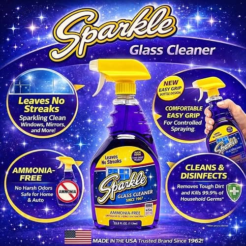 Sparkle Ammonia-Free Glass Cleaner Refill, Heavy Duty Streak-Free Window & Mirror Cleaner Spray, Original Formula, 2L Bottle (Pack of 1) thumbnail 6