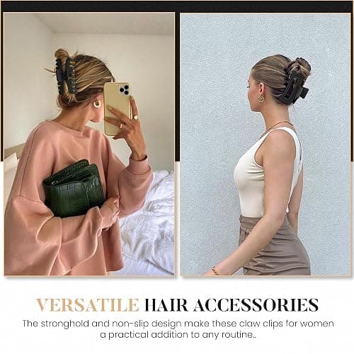 Mecool 8 Pcs Hair Claw Clips for Women Ponytail Holder Headwear Hair styling Accessories for Straight, Curly, Wavy Hair | Non Slip Hair Clips Women | Hair Products | Big Claw Clip Set thumbnail 3