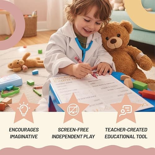 Pretend Play Notepads - 6-Pack Kids Play Pads - 50 Pages Each of Ice Cream Shop, Doctor, Zoo Keeper, Grocery List, Restaurant & Student Reports for Imaginative Role Play thumbnail 3