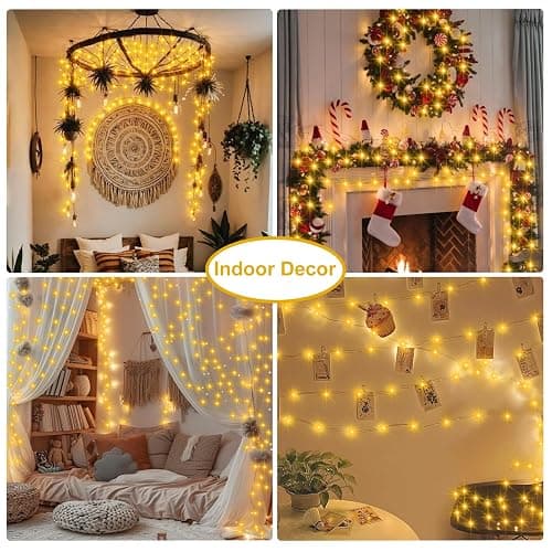 DBFAIRY 2 Pack Fairy Lights Battery Operated with Remote Control, 10M 100 LED Twinkle Lights Waterproof Silver Wire String Lights 8 Modes Dimmable for Bedroom Party Decoration (Warm White) thumbnail 3