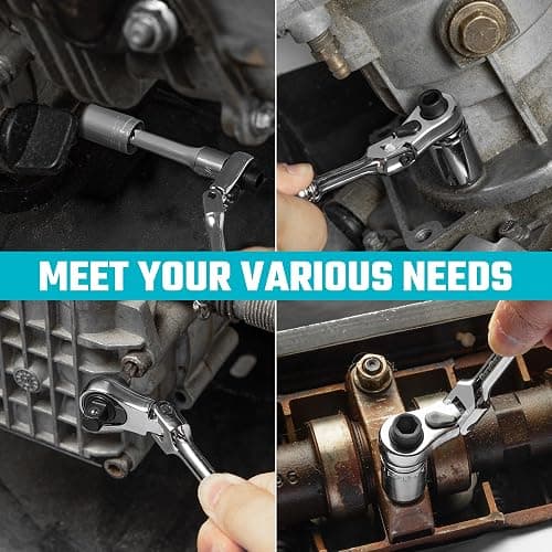 DURATECH 33-Piece 1/4" Drive Socket and Ratchet Set | 2 in 1 Flex Head Ratchet with Magnetic Bit Driver, CR-V Steel Sockets & Bits, Storage Case thumbnail 6
