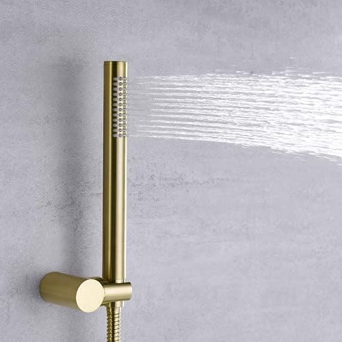 sumerain Brushed Gold Shower Faucet System with high pressure 8 Inches rain shower head and brass hand shower, Rough-In Valve Body and Trim Included - 2 Function - Brushed Gold thumbnail 4