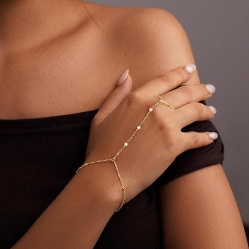 Gold Bracelets for Women Non Tainish,Dainty Bracelets Stack for Women Trendy, Gold Plated Cuff Stackable Bracelets With Beaded Cuban Paperclip Snake Rope Bangle Hand Chain Jewelry Gifts for Women thumbnail 5
