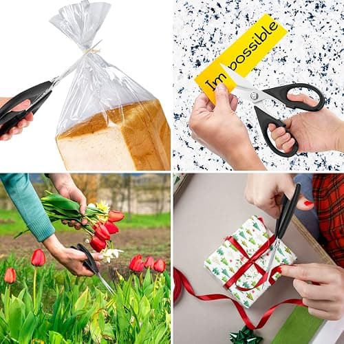iBayam All Purpose Kitchen Scissors, Kitchen Shears with Protective Sheath Durable Stainless Steel Sharp Scissors, Dishwasher Safe, Soft Grip Handle for Cooking Food Herb Pizza Salad Seafood, 8.5 Inch thumbnail 8