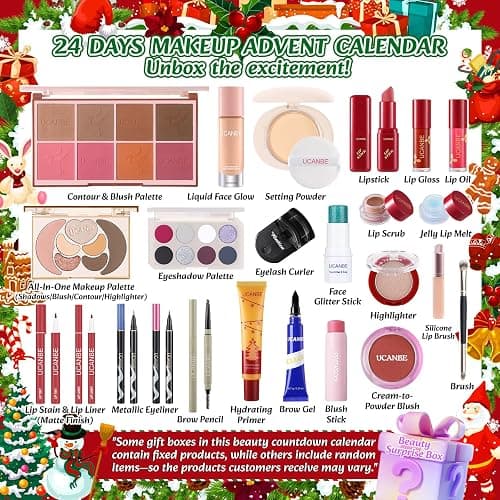 UCANBE Luxury Makeup Advent Calendar 2026, 24-Day Christmas Beauty Gift Set for Women & Teen Girls, Limited-Edition Xmas Cosmetic & Skincare Essentials Countdown Calendar Holiday Surprise Make Up Kit thumbnail 2