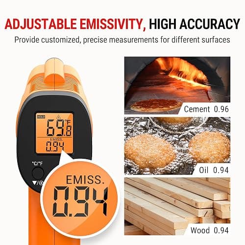ThermoPro TP30 Infrared Thermometer Gun, Laser Thermometer for Cooking, Pizza Oven, Griddle, Engine, HVAC, Laser Temperature Gun with Adjustable Emissivity & Max Measure -58°F ~1022°F (Not for Human) thumbnail 6