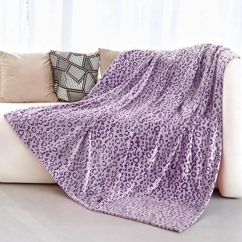 Fleece Blanket Plush Purple Soft Blanket Queen Size Throw Blankets for Bed Warm - Image 1