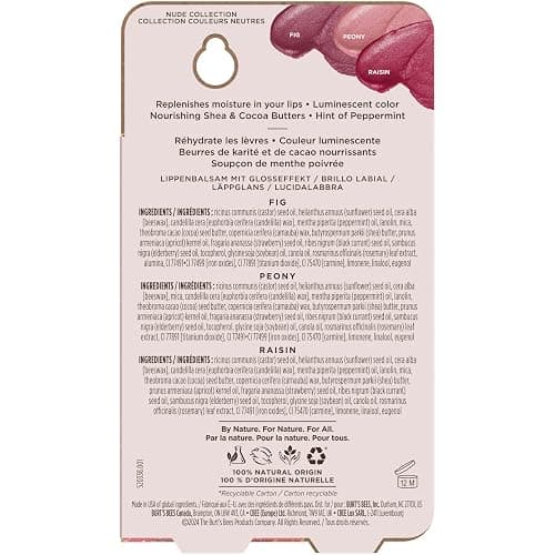 Burt's Bees Christmas Gifts, Lip Shimmer Nude Collection, Tinted Lip Balm Stick, Moisturizing for Hydration with Natural Glowy Pigmented Finish & Buildable Color, Value Pack, 3 Tubes x 0.09 Oz thumbnail 12