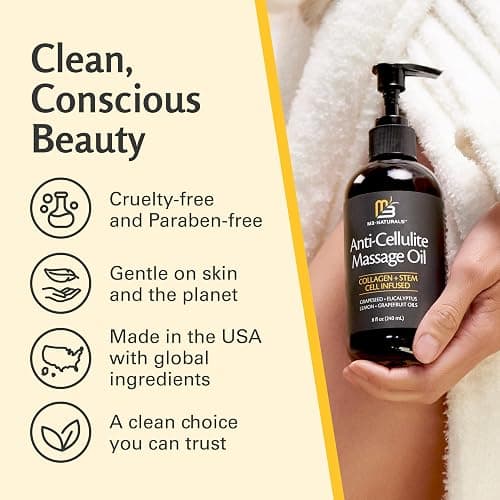 Firming Body Massage Oil with Collagen & Stem Cell – Helps Smooth The Appearance of Cellulite & Improve Skin Texture – Refreshing Aromatherapy Body Oil for Legs & Full Body – 8 Fl Oz by M3 Naturals thumbnail 6