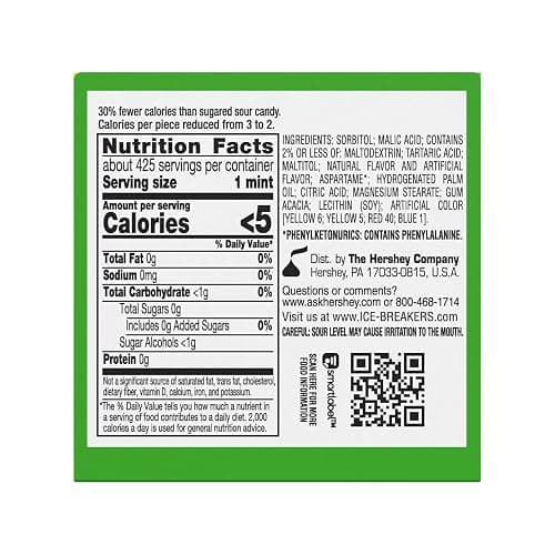 ICE BREAKERS Sours Assorted Fruit Sugar-Free Mints Tins, 1.5 oz, 8 ct | Green Apple, Tangerine and Watermelon Sugar-Free Sours Mints, Pocket Tins for Car, Desk and Fresh Breath, 8 ct thumbnail 2
