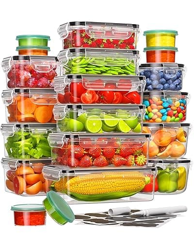 40 Piece Food Storage Containers with Lids(20 Containers & 20 Lids), BPA-Free Plastic Food Containers for Kitchen Storage and Organization, Leak Proof Meal Prep Container, Includes Labels & Pen - Image 1