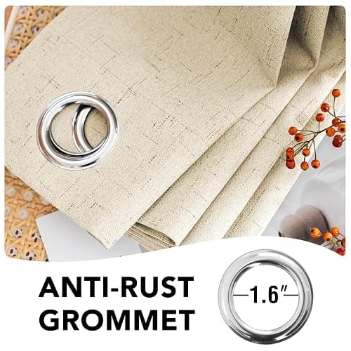 H.VERSAILTEX 100% Blackout Curtains for Bedroom Thermal Insulated Linen Textured Curtains Heat and Full Light Blocking Drapes Living Room Curtains 2 Panel Sets, 42x54 Inch, Bleached Sand thumbnail 7