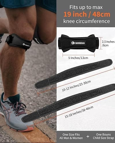 CAMBIVO Patella Tendon Knee Straps 2 Pack for Knee Pain Relief, Knee Brace for Women &Men with Extra Straps, Knee Support for Running, Hiking, Soccer, Basketball, Jumpers Knee, Tennis thumbnail 8