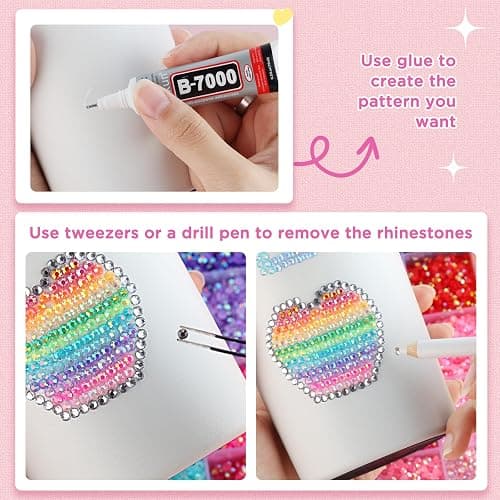 Zefy 40 Colors Resin Jelly Rhinestones for Bedazzling, 3mm 32000 Pcs Flatback Gems for Crafting, Bedazzling Kit with 3Pcs B7000 Glue for Clothing Shoes Nail Book Diamond Art thumbnail 6