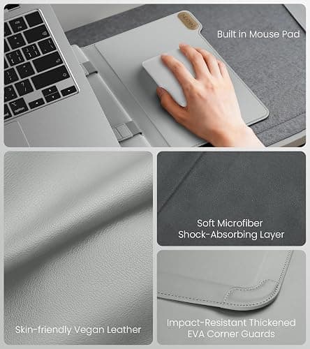 Nillkin 16 inch Laptop Sleeve with Handle (4-in-1), 2 Stand Modes, MacBook Sleeve with Adjustable Stand & Mouse Pad, Slim Laptop Case 16 inch for Samsung/Surface/HP/Chromebook/Dell 13-16'', Gray thumbnail 8