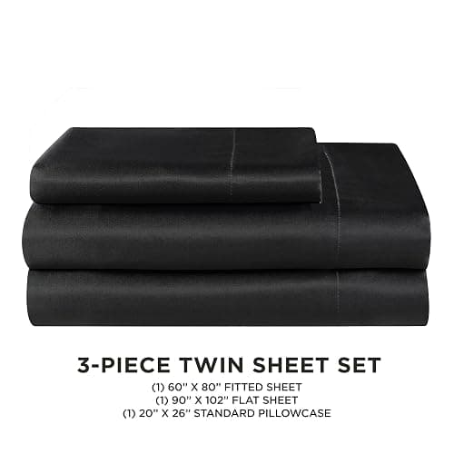 Juicy Couture – Satin Sheet Set | Silky Smooth Bed Sheets | Queen Size Bedding | 4 Piece Set Includes Fitted Sheet, Flat Sheet, and 2 Pillowcases | Wrinkle Resistant and Anti Pilling | Pink - King - 4 Piece Set Black thumbnail 5
