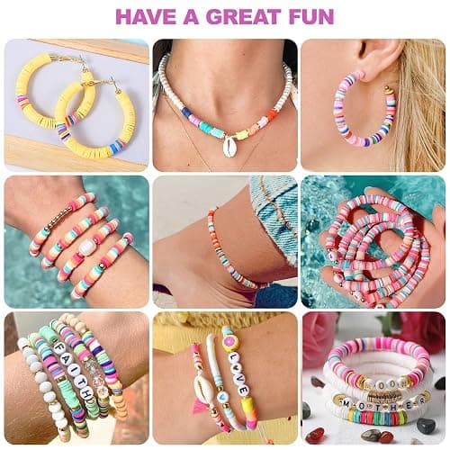 Redtwo 32000 Pcs Clay Beads Bracelet Making Kit | 9 Boxes 192 Colors Friendship Bracelet Kit Flat Polymer Heishi Beads for Jewelry Making, Crafts Gift for Girls Ages 6-12 thumbnail 5