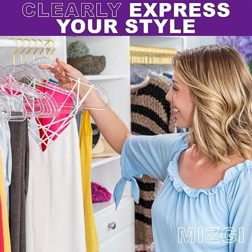 Premium Clear Invisible Acrylic Hangers,Crystal Plastic Hangers,Clear Hangers 50 Pack Ultra Slim & Space Saving Suit Hangers for Coats, Pants & Dress Clothes thumbnail 3
