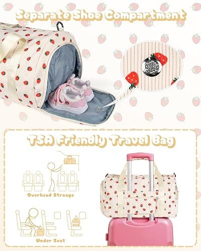 Vogewood Stocking Stuffers-Preteen Gifts Trendy Stuff, Girls Gym Bag, Kids Personalized Weekend Duffel Bags with Shoe Compartment, Travel Tote with Makeup Bag, Holiday Gift for Grandkids (Letter M) thumbnail 7