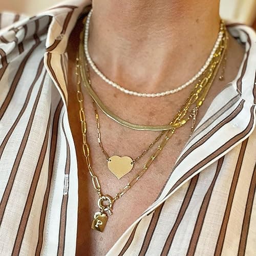 Pearl Necklace for Women and Girls, Handmade 14” Choker with Tiny White Freshwater Pearls, Silver Clasp, and 3” Adjustable Chain, Cute Trendy Layered Necklaces thumbnail 8