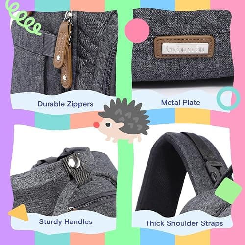 iniuniu Diaper Bag Backpack, 4 in 1 kit Large Unisex Baby Bags for Boys Girls, Waterproof Travel Back Pack with Diaper Pouch thumbnail 3