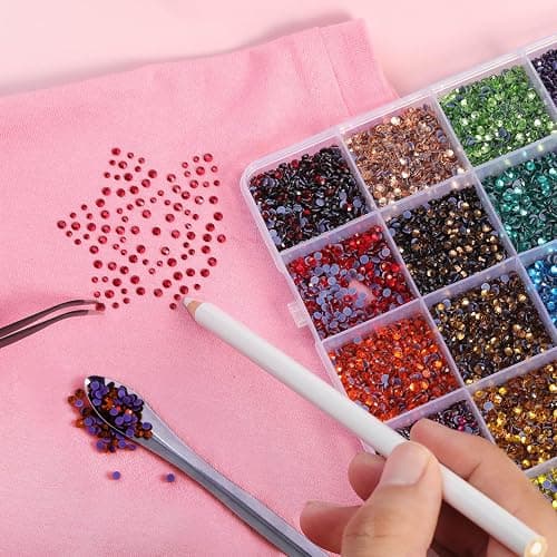 Hotfix Rhinestones Mixed 24 Colors, SS10 Rhinestones for Crafts Clothes, Hotfix Crystals with 1 Tweezers, 1 Wax Pencil and 1 Scoop thumbnail 4