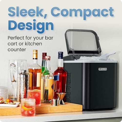 Iceman Compact Pebble Ice Machine, Countertop Nugget Ice Maker Produces Chewable Pellet Ice in 8 Minutes, Makes 26lbs/Day, One-Touch Cleaning Function with Ice Scoop/Basket Included – Black thumbnail 6