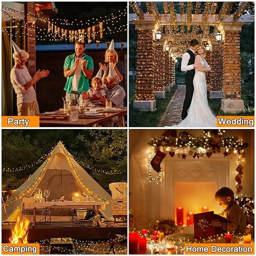 Fairy Lights Mains Powered 20M 200 LED Warm White Fairy Lights 8 Modes Fairy Lights Plug In with Remote Control & Timer for Christmas Outdoor Indoor Garden(Black Cable) thumbnail 7