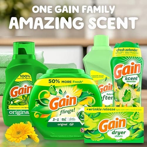 Gain dryer sheets Plus Wrinkle Release, Original Scent, 120 Count, Fights static with a touch of scent, laundry sheets thumbnail 7