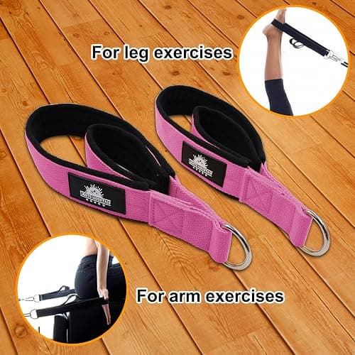 Lights Mountain 1 Pair Pilates Double Loop Straps for Reformer Fitness D-Ring Straps Handle, Yoga Exercise Accessories for Home Gym Workout thumbnail 5