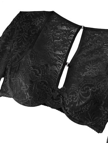Lilosy Sexy Long Sleeve Floral Lace Underwire Lingerie Set thumbnail 6